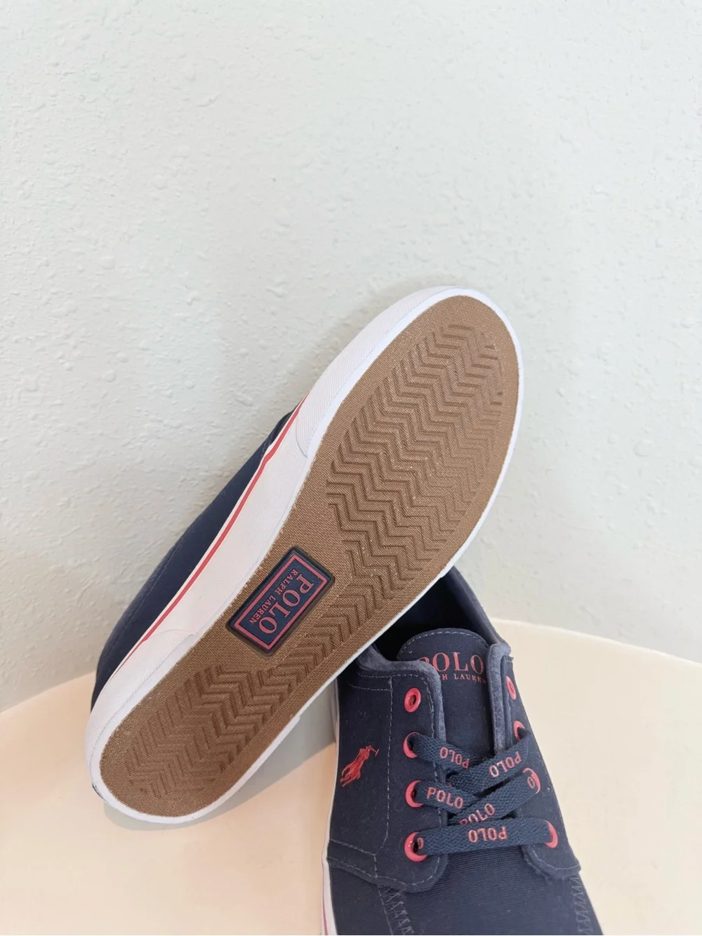 Polo Ralph Lauren Men’s Faxon X Pony Navy Red Canvas Sneakers Size 8 NWT